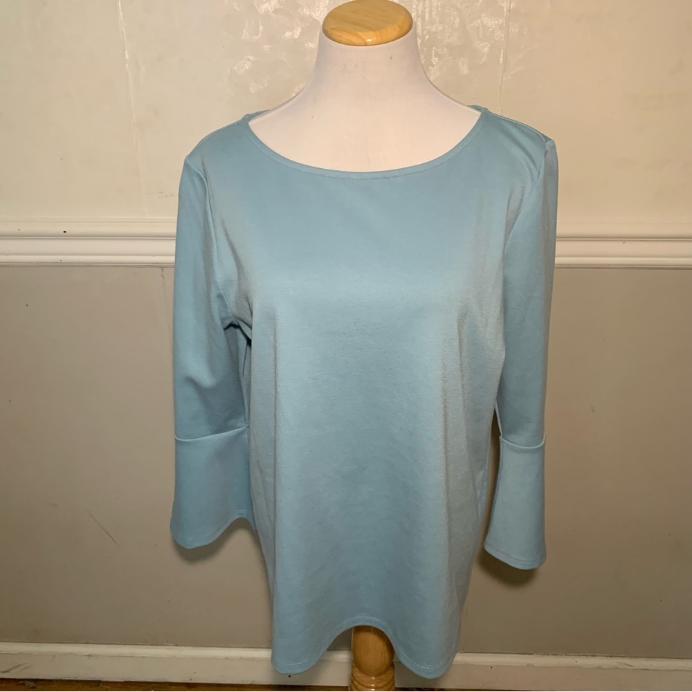 Ann Taylor Factory Bell Sleeve Blouse Teal X-L NWOT BOHO